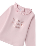 Mini Banda Shirt tinta unita con Stampa E Colletto Rosa per Neonata 3F712 ROSA MINI BANDA 