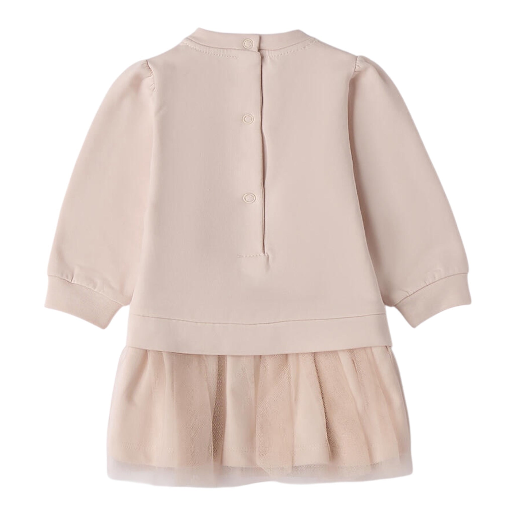 Mini Banda Abito tinta unita con Tulle Beige per Neonata 3F729 BEIGE MINI BANDA 