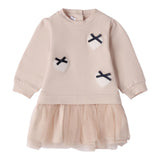Mini Banda Abito tinta unita con Tulle Beige per Neonata 3F729 BEIGE MINI BANDA 