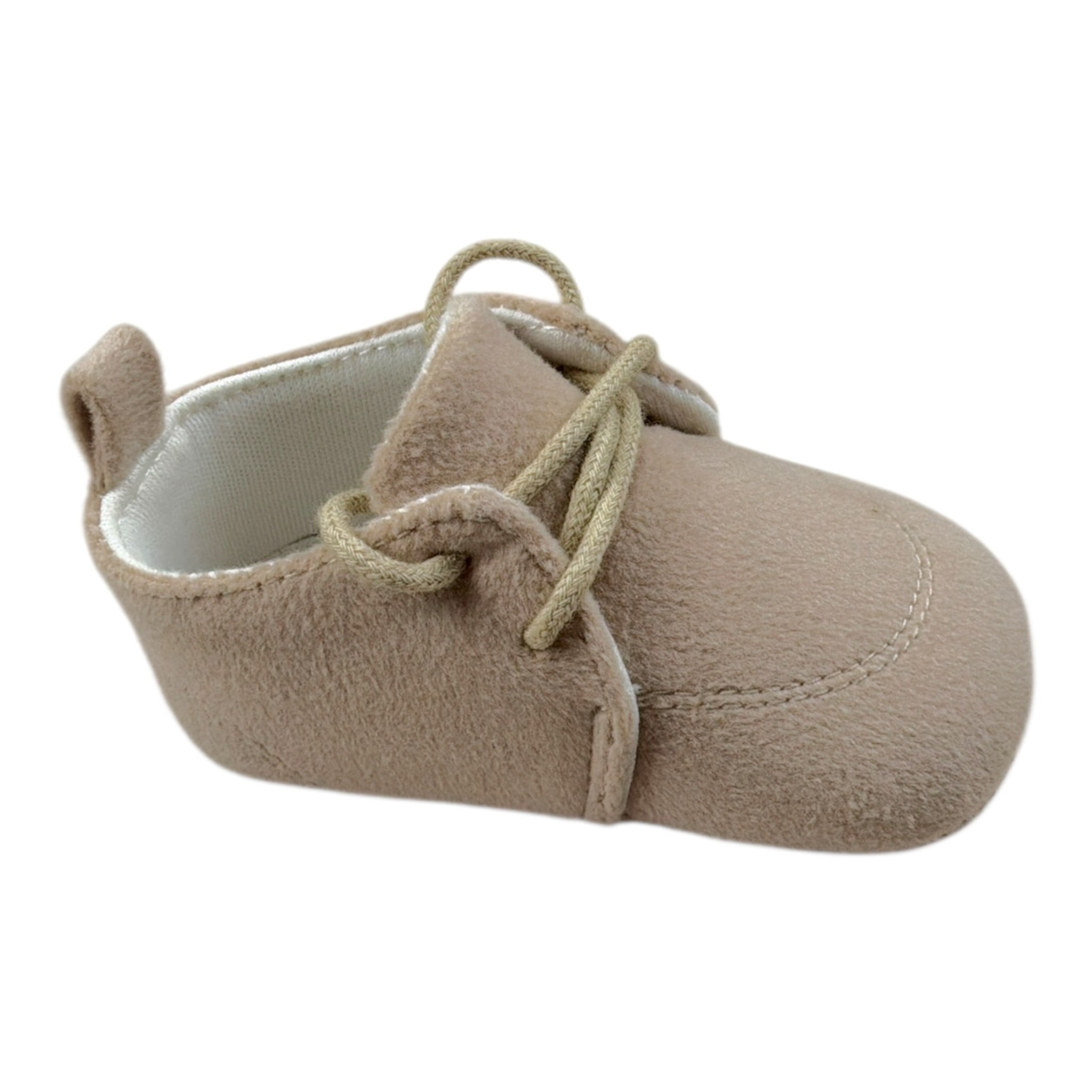 Mini Banda Sneakers tinta unita con Lacci Beige per Neonato A318 BEIGE MINI BANDA 