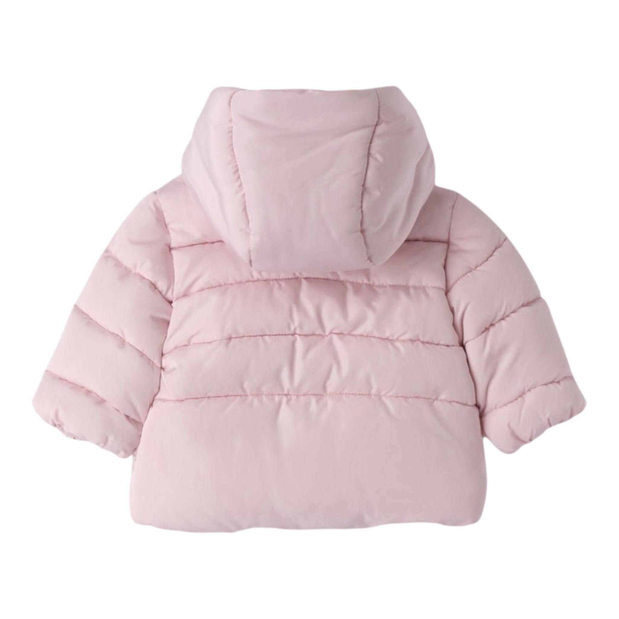 Mini Banda Giubbino tinta unita con Fiocco E Cappuccio Rosa per Neonata F737 ROSA MINI BANDA 