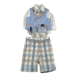 Minu' Completo Cerimonia 4Pz Camicia-Papillon-Gilet-Bermuda Azzurro per Neonato M3950C4 AZZURRO MINU' 