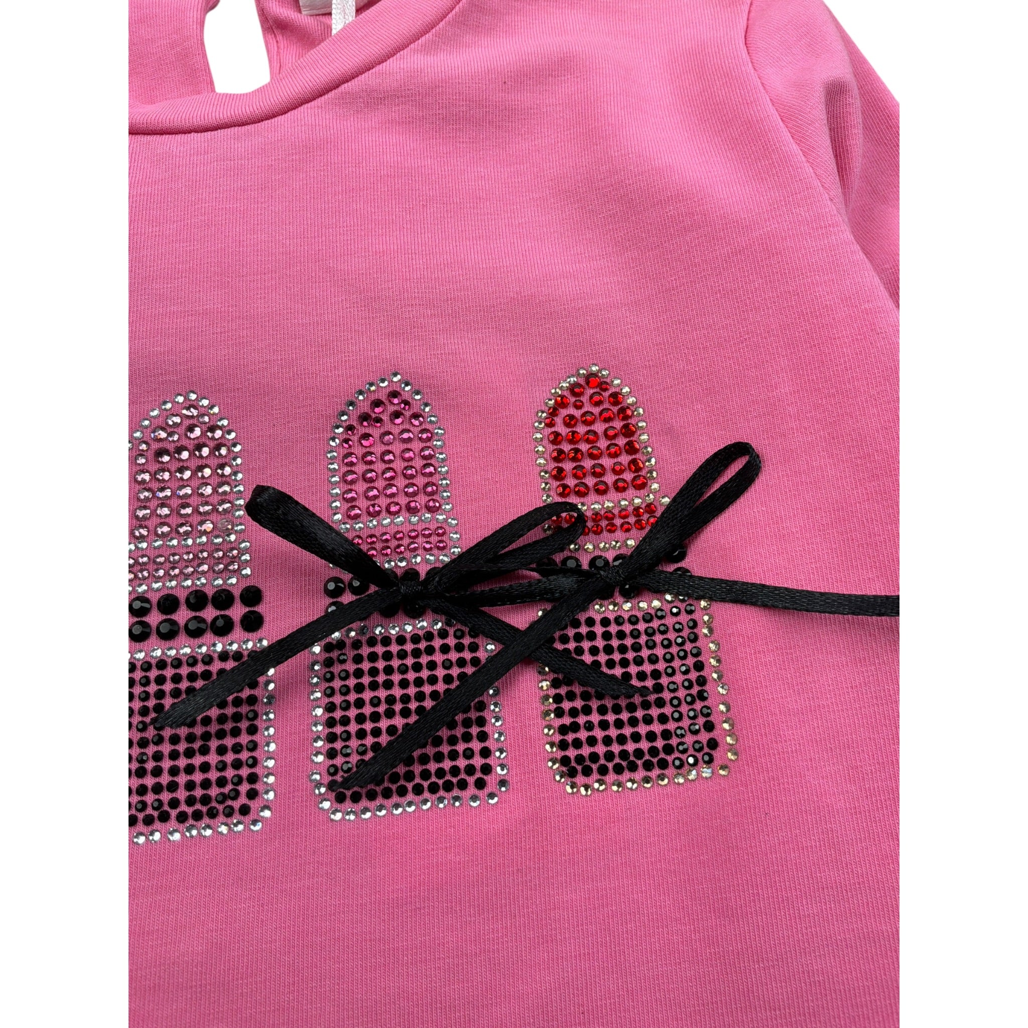 Miss Grant Shirt Girocollo tinta unita con Stampa Rosa per Neonata MG1209 ROSA MISS GRANT 