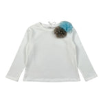 Miss Grant Shirt Girocollo tinta unita con Applicazioni Bianco per Bambina MG1401 BIANCO MISS GRANT 