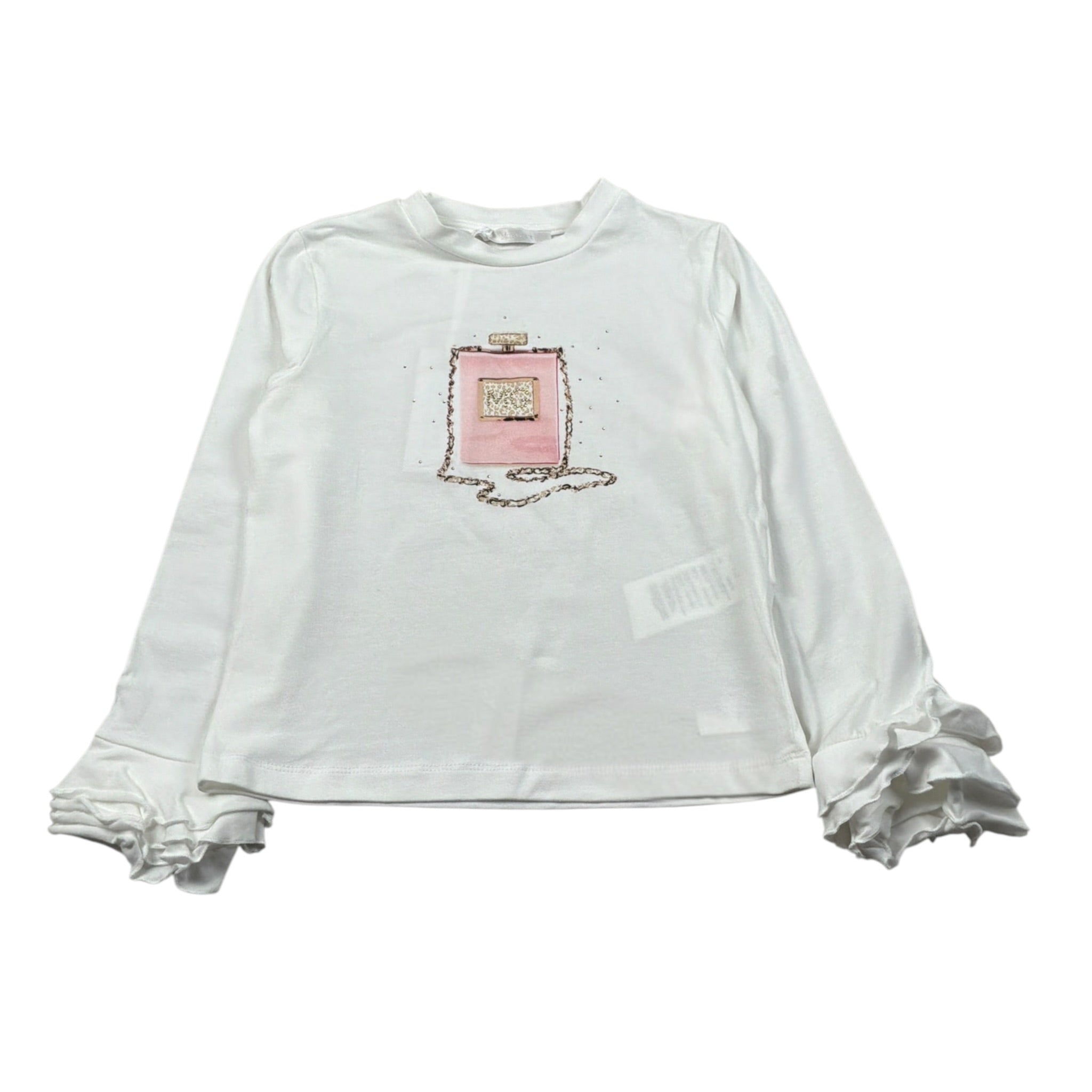 Miss Grant Shirt tinta unita con Stampa Bianco per Bambina MG1407 BIANCO MISS GRANT 