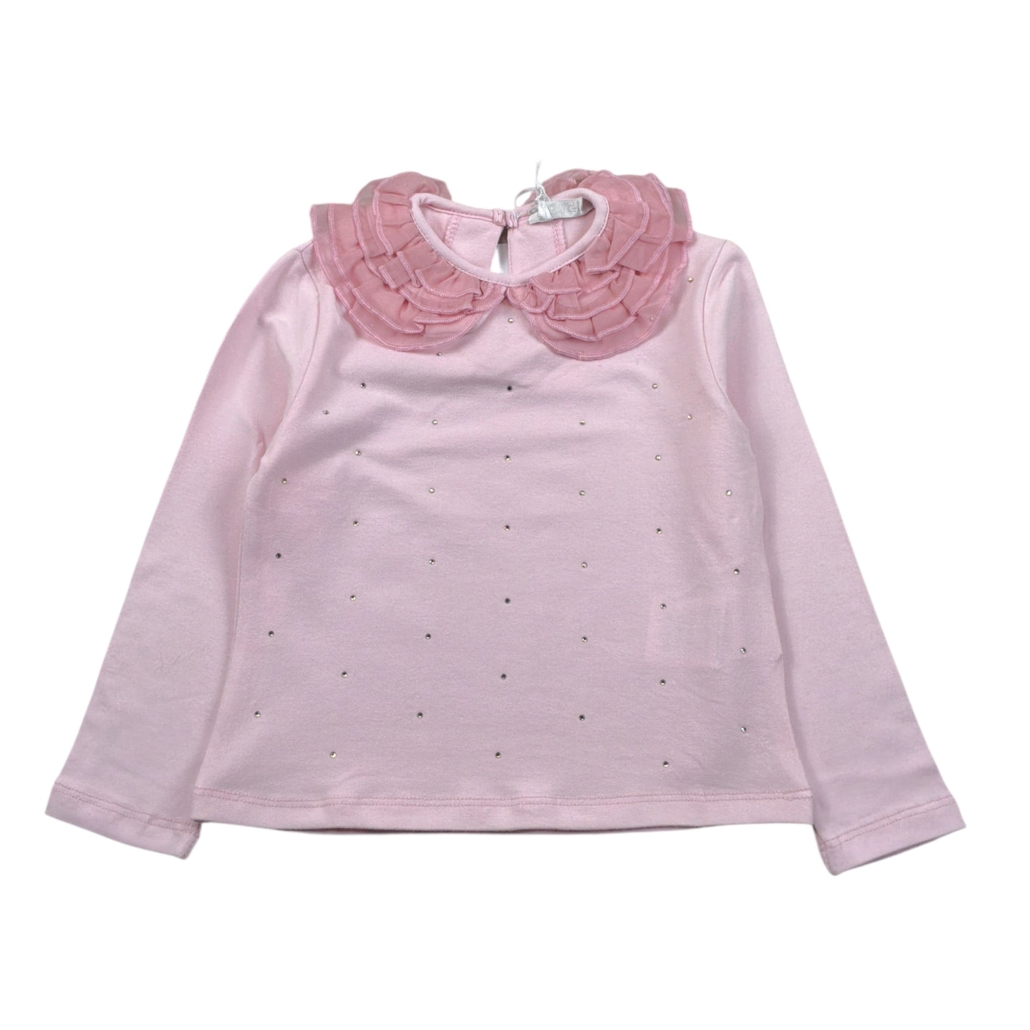 Miss Grant Shirt tinta unita con Colletto Rosa per Neonata MG1417N ROSA MISS GRANT 