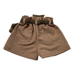Miss Grant Short tinta unita con Cintura Beige per Bambina MG1429J BEIGE MISS GRANT 