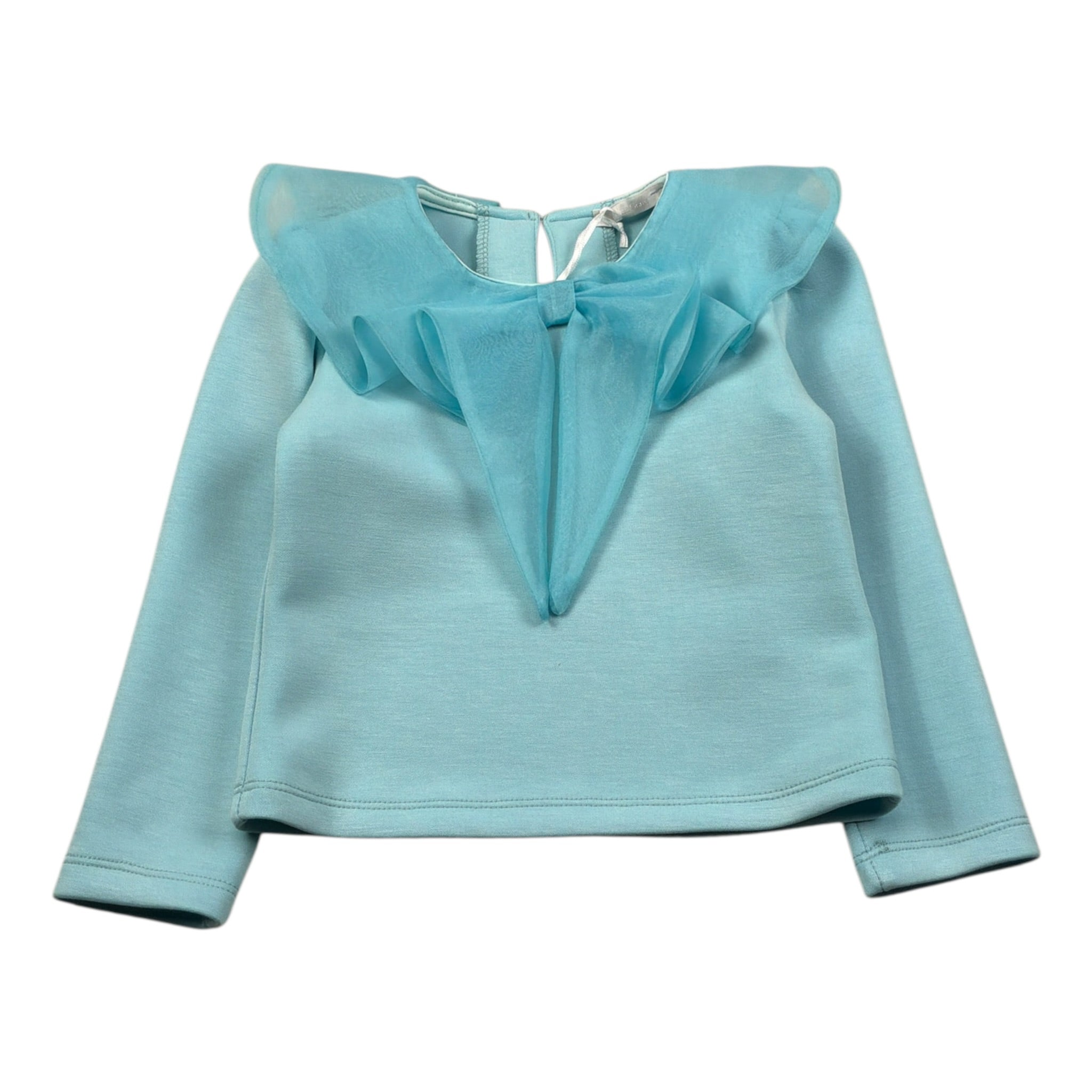 Miss Grant Shirt tinta unita con Colletto Tulle Azzurro per Bambina MG1433 AZZURRO MISS GRANT 