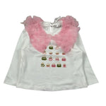 Miss Grant Shirt Girocollo tinta unita con Stampa Bianco per Neonata MG1467 BIANCO MISS GRANT 