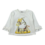 Miss Grant Shirt Girocollo tinta unita con Stampa Bianco per Bambina MG1501X BIANCO MISS GRANT 