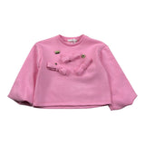 Miss Grant Felpa Girocollo tinta unita con Applicazioni Rosa per Neonata MG1510 ROSA MISS GRANT 
