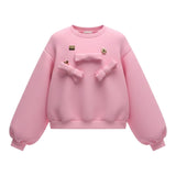 Miss Grant Felpa Girocollo tinta unita con Applicazioni Rosa per Bambina MG1510XJ ROSA MISS GRANT 