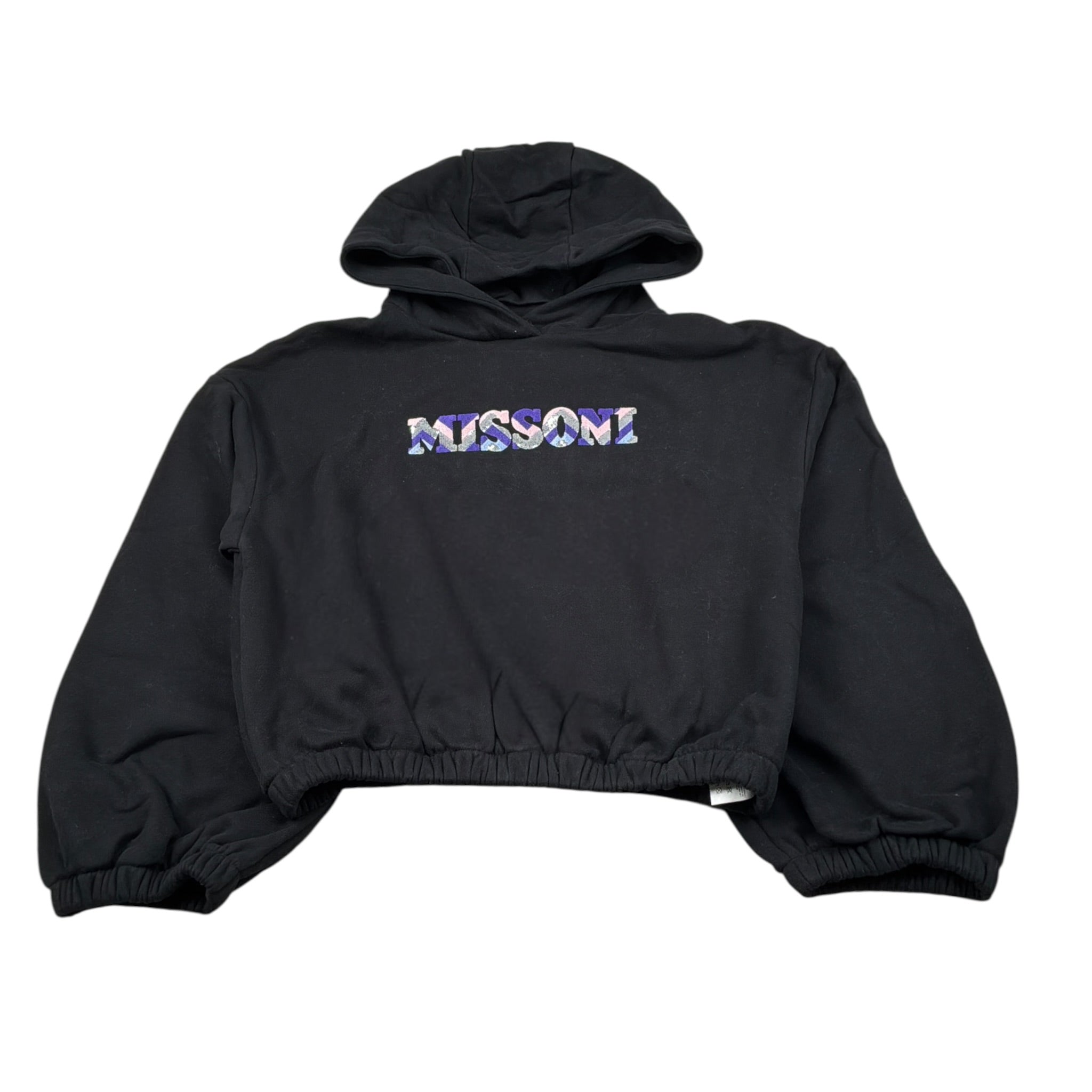 Missoni Felpa Chiusa con Cappuccio tinta unita con Logo Nero per Bambina MV4A70 NERO MISSONI 