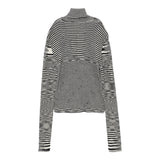 Missoni Maglia Bicolore con Fantasia A Righe E Collo Alto Bianco/Nero per Bambina MV9A20X BIANCO/NERO MISSONI 