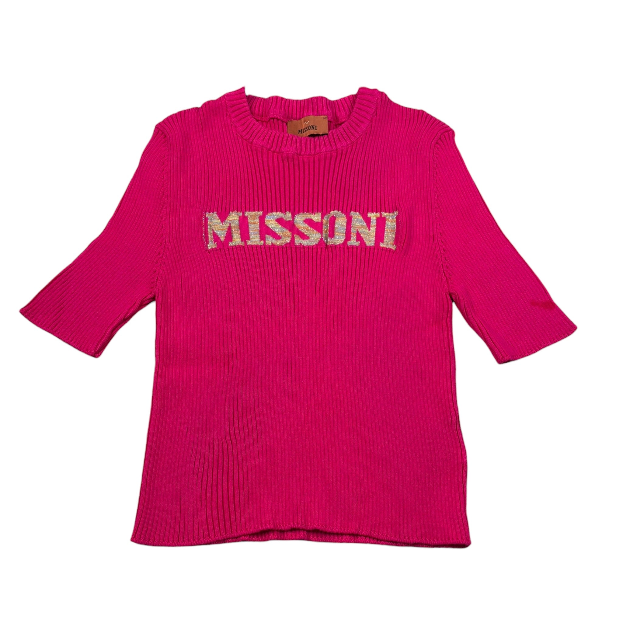 Missoni Maglia Mezza Manica tinta unita con Logo Fuxia per Bambina MW9A51 FUXIA MISSONI 
