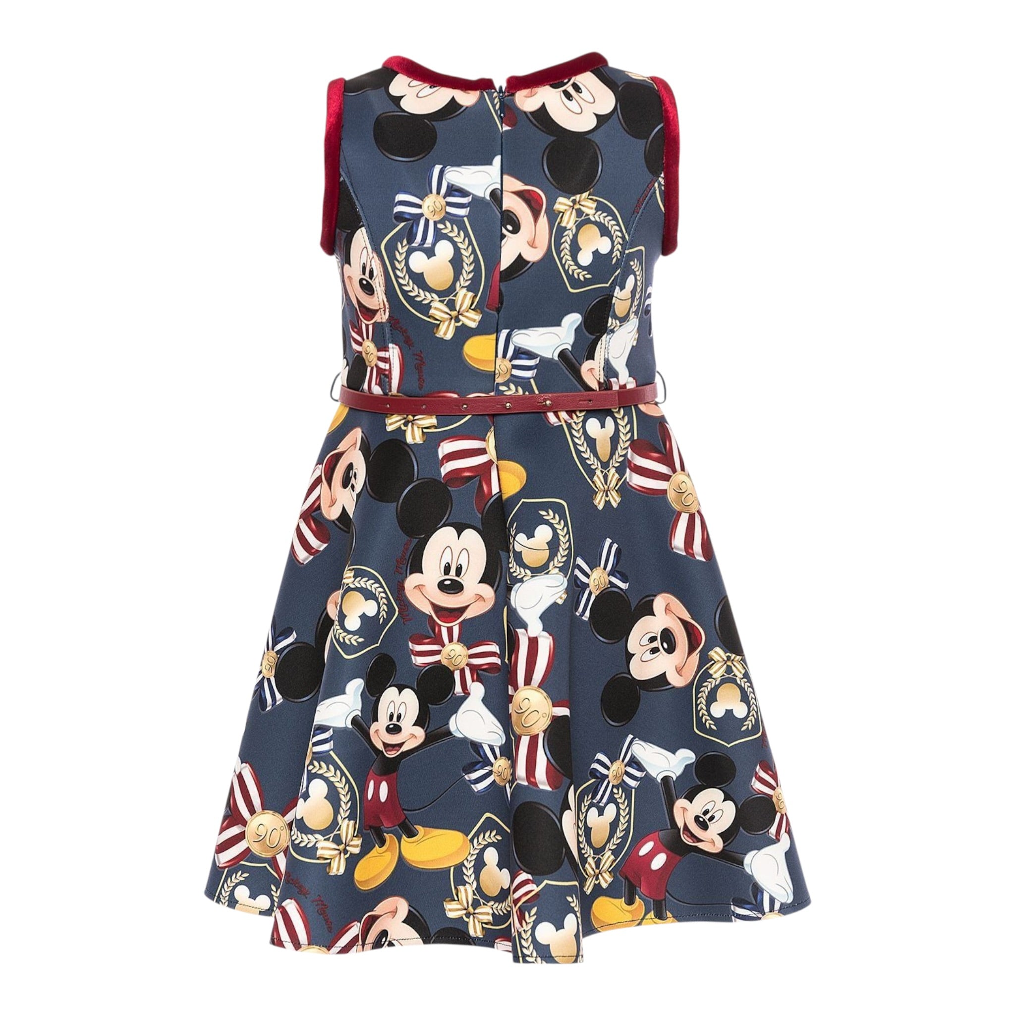 Monnalisa Abito Giromanica tinta unita Fantasia Topolino Blu per Bambina 112906 BLU MONNALISA 