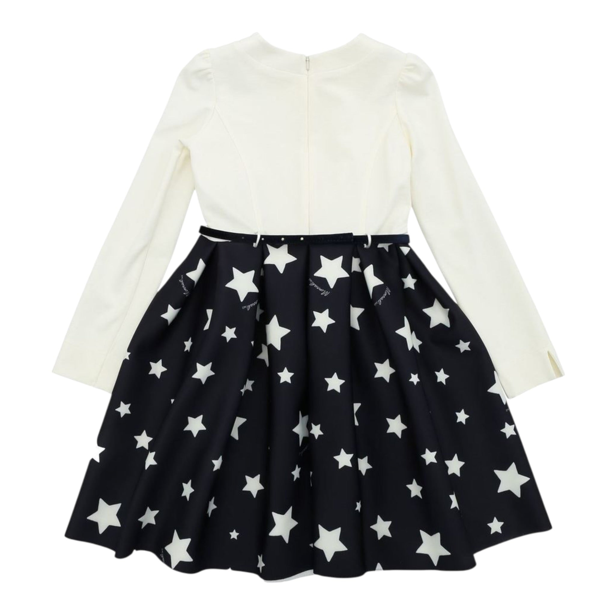 Monnalisa Abito Manica Lunga Bicolore Panna/Nero per Bambina 114935B6 PANNA/NERO MONNALISA 