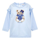 Monnalisa Shirt tinta unita con Stampa Azzurro per Bambina 11B624 AZZURRO MONNALISA 