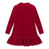 Monnalisa Abiti Manica Lunga tinta unita In Velluto Rosso per Bambina 11B909 ROSSO MONNALISA 