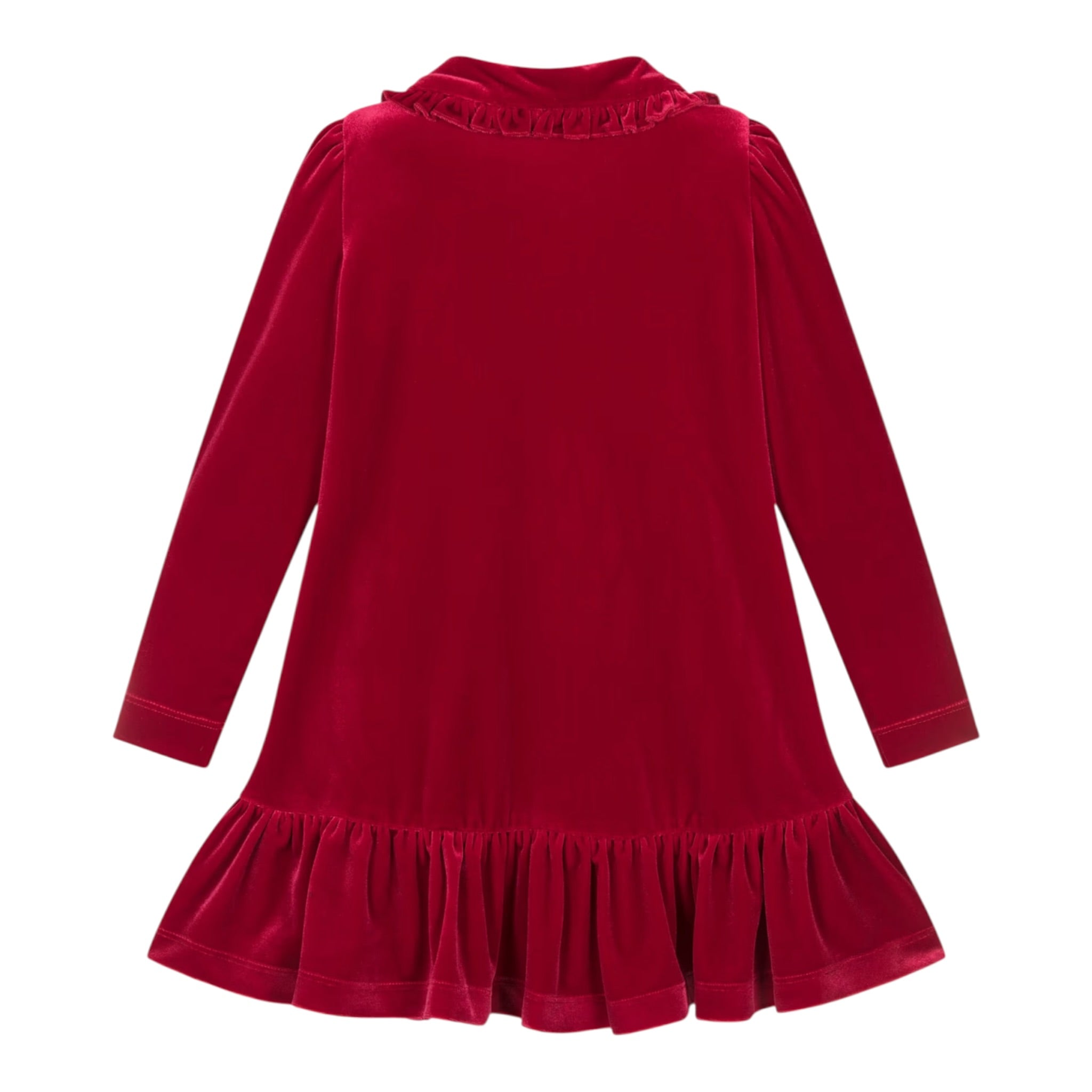Monnalisa Abiti Manica Lunga tinta unita In Velluto Rosso per Bambina 11B909 ROSSO MONNALISA 
