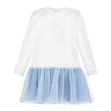 Monnalisa Abito Manica Lunga tinta unita con Gonna Tulle Bianco per Bambina 11B917 BIANCO MONNALISA 