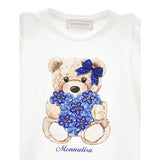 Monnalisa Abito Manica Lunga tinta unita con Gonna Tulle Bianco per Bambina 11B917 BIANCO MONNALISA 