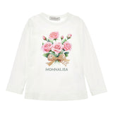 Monnalisa Shirt Girocollo Tinta Unta con Stampa Panna per Bambina 11F628 PANNA MONNALISA 