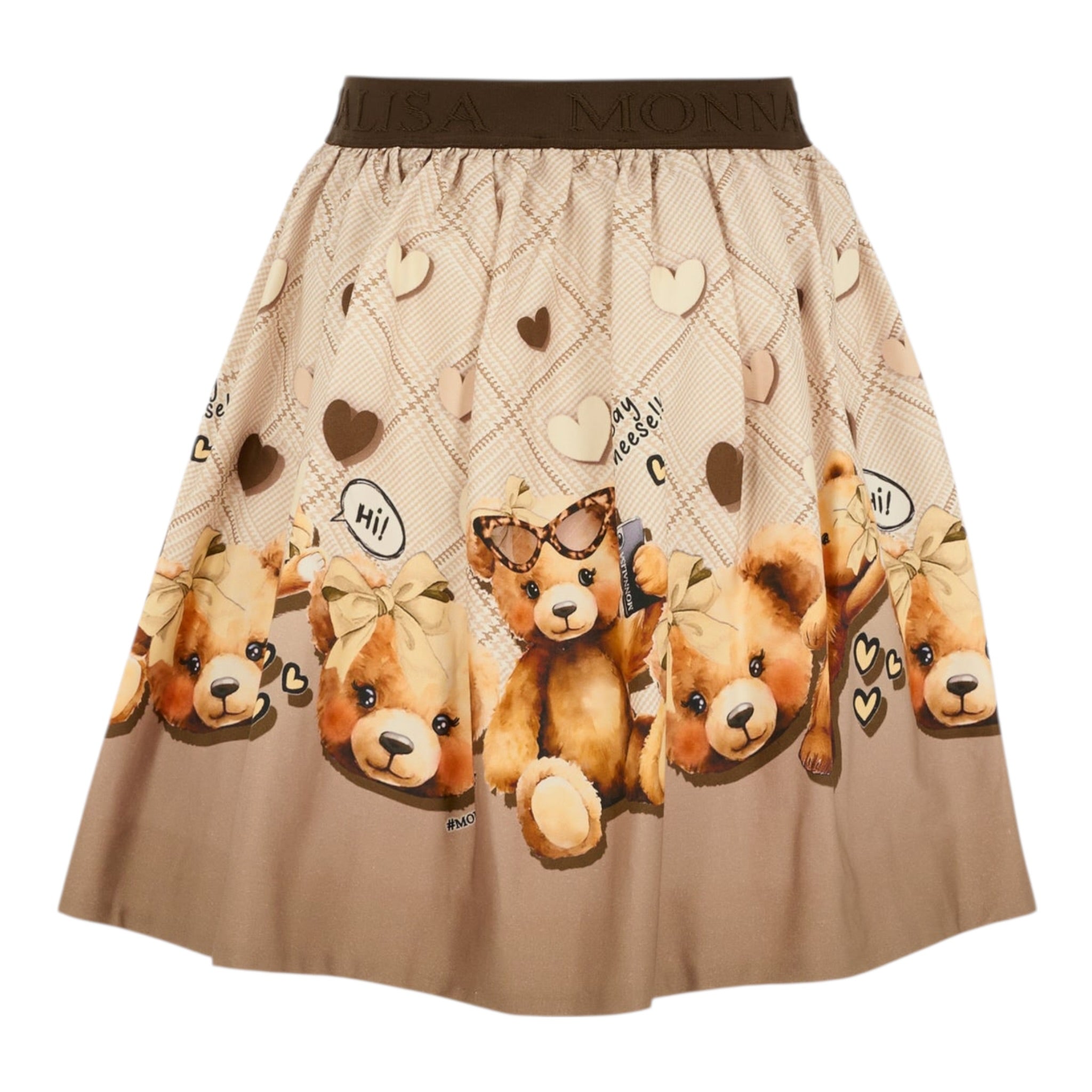 Monnalisa Gonna tinta unita con Stampa Beige per Bambina 11F705 BEIGE MONNALISA 