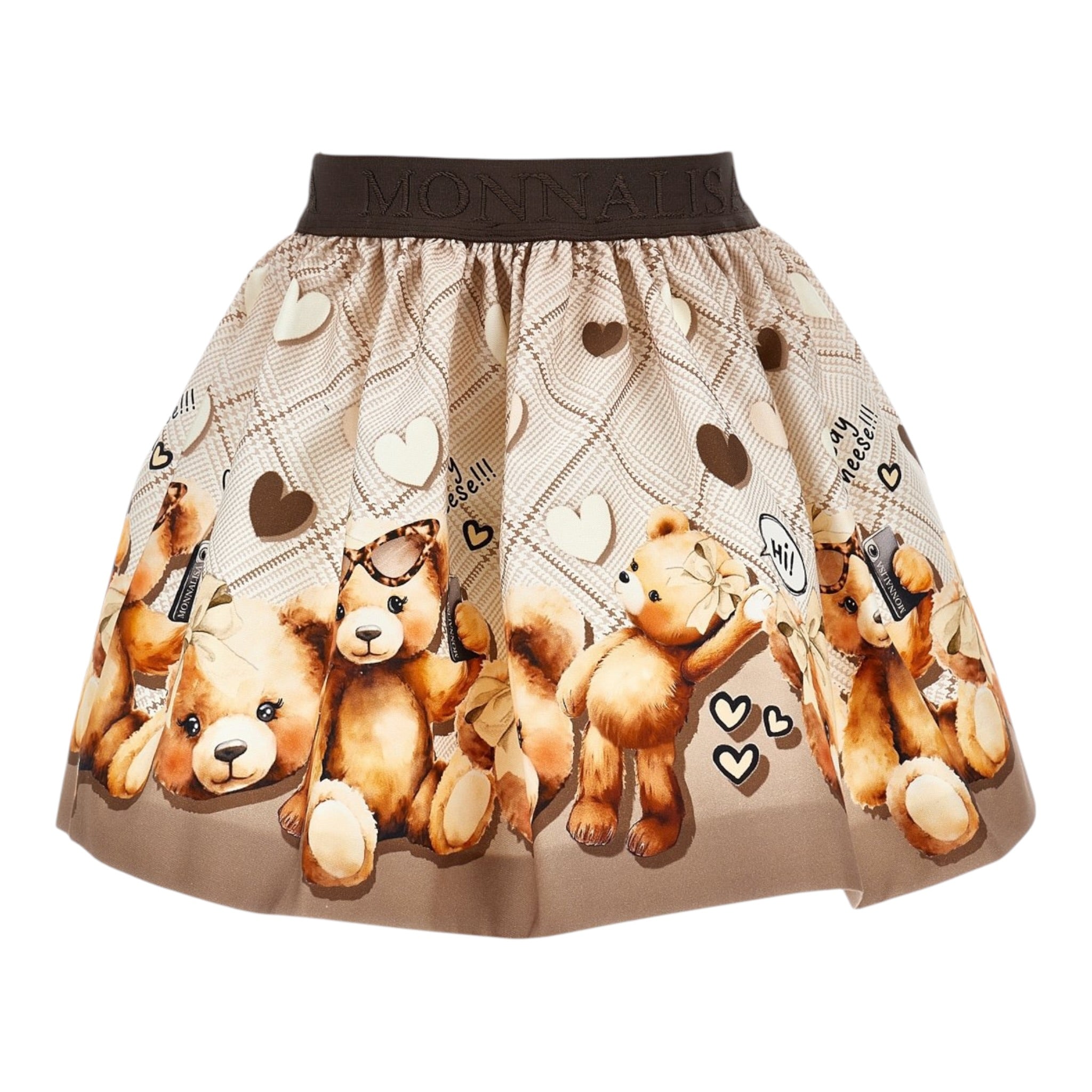 Monnalisa Gonna tinta unita con Stampa Beige per Bambina 11F705X BEIGE MONNALISA 