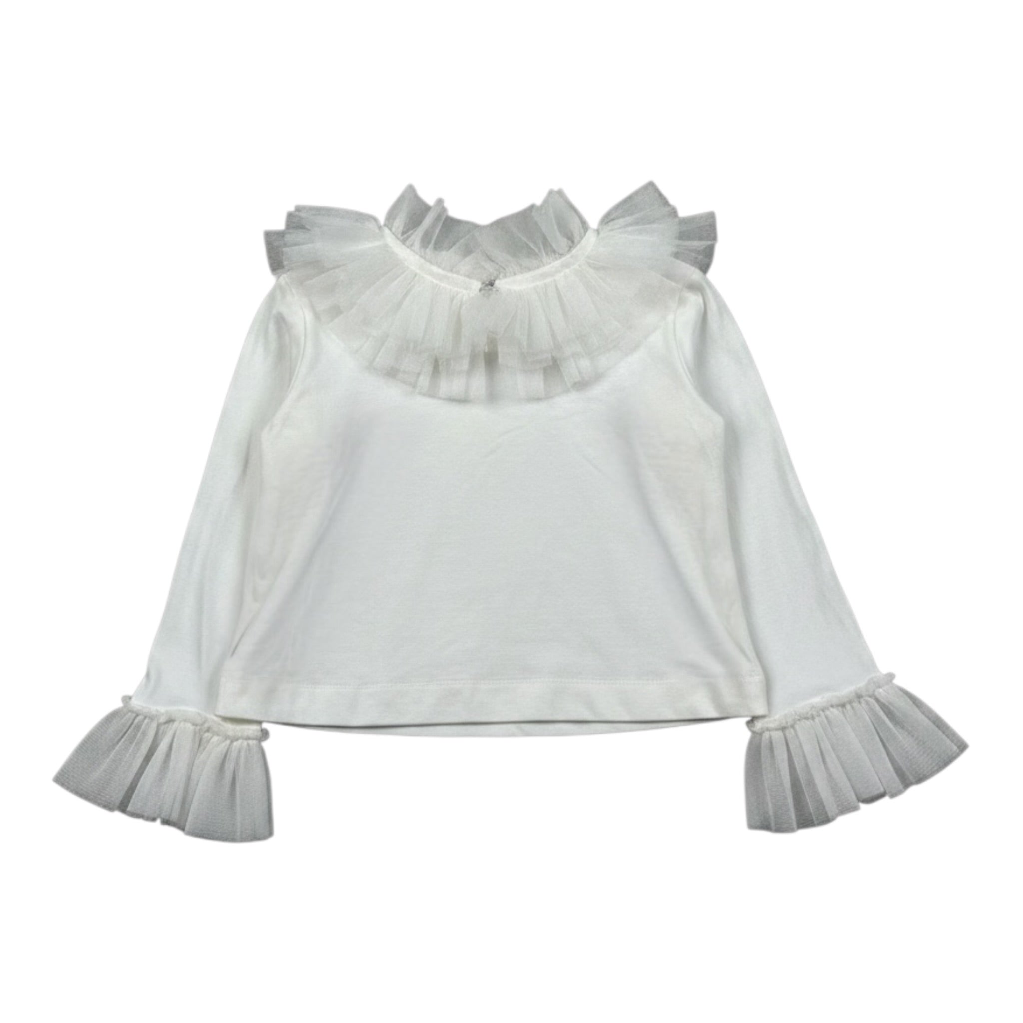 Monnalisa Shirt tinta unita con Tulle Panna per Neonata 170605 PANNA MONNALISA 