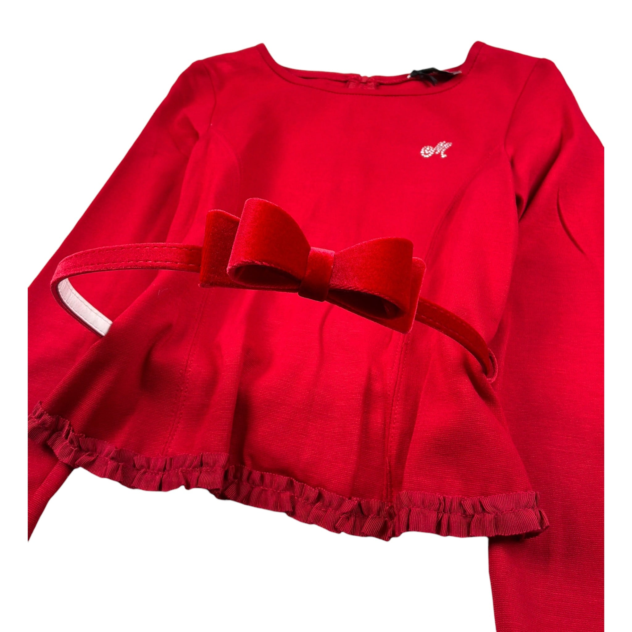 Monnalisa Shirt Girocollo tinta unita con Cinturino Rosso per Bambina 174301 ROSSO MONNALISA 