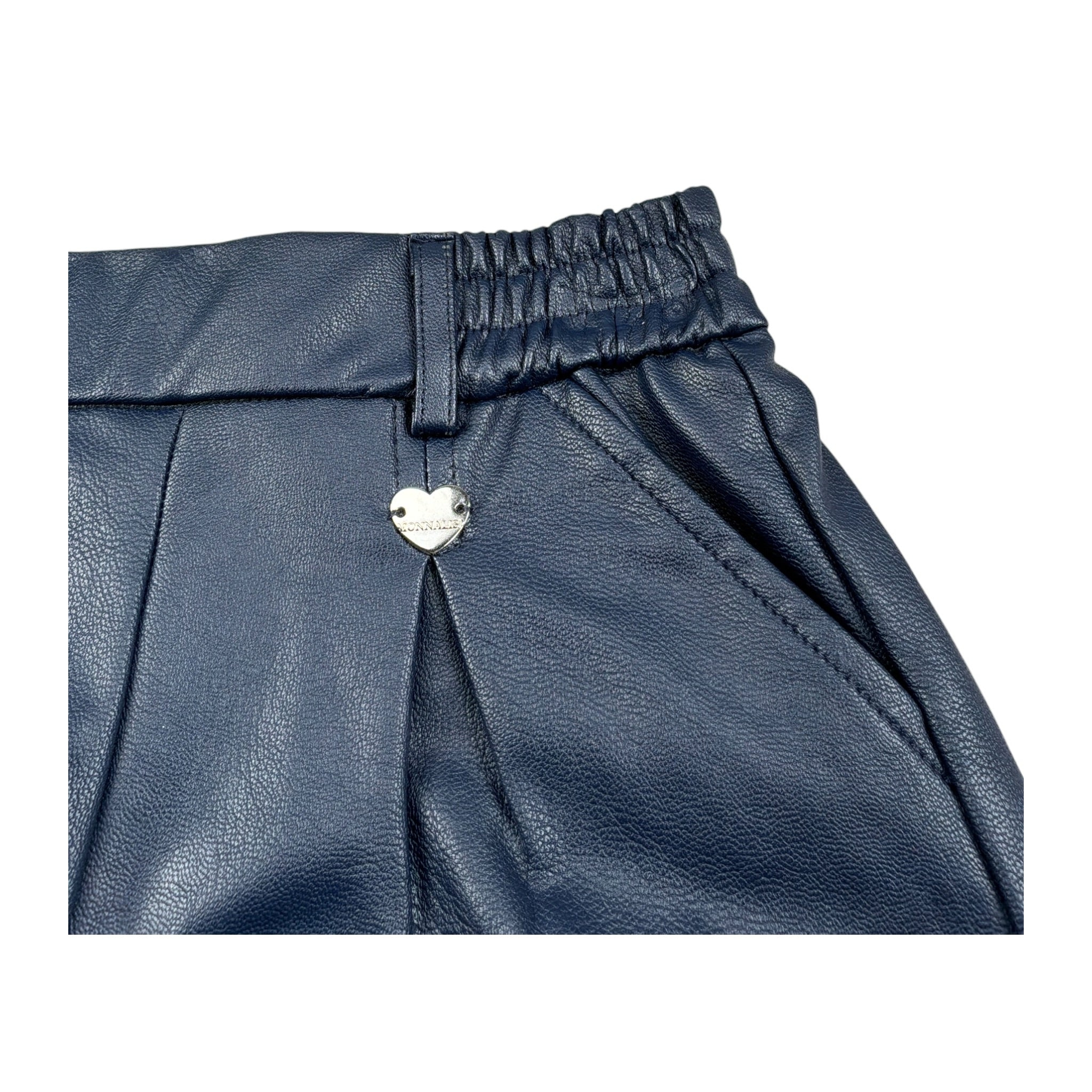 Monnalisa Short tinta unita In Ecopelle Blu per Bambina 17B403 BLU MONNALISA 