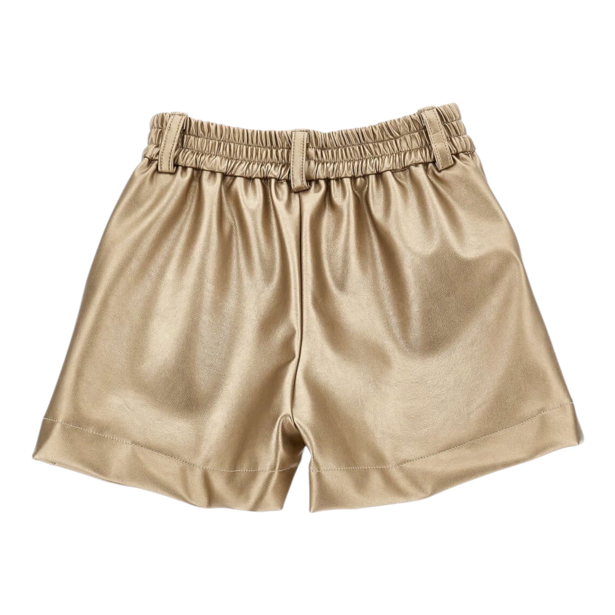 Monnalisa Short tinta unita In Ecopelle Oro per Bambina 17B403 ORO MONNALISA 