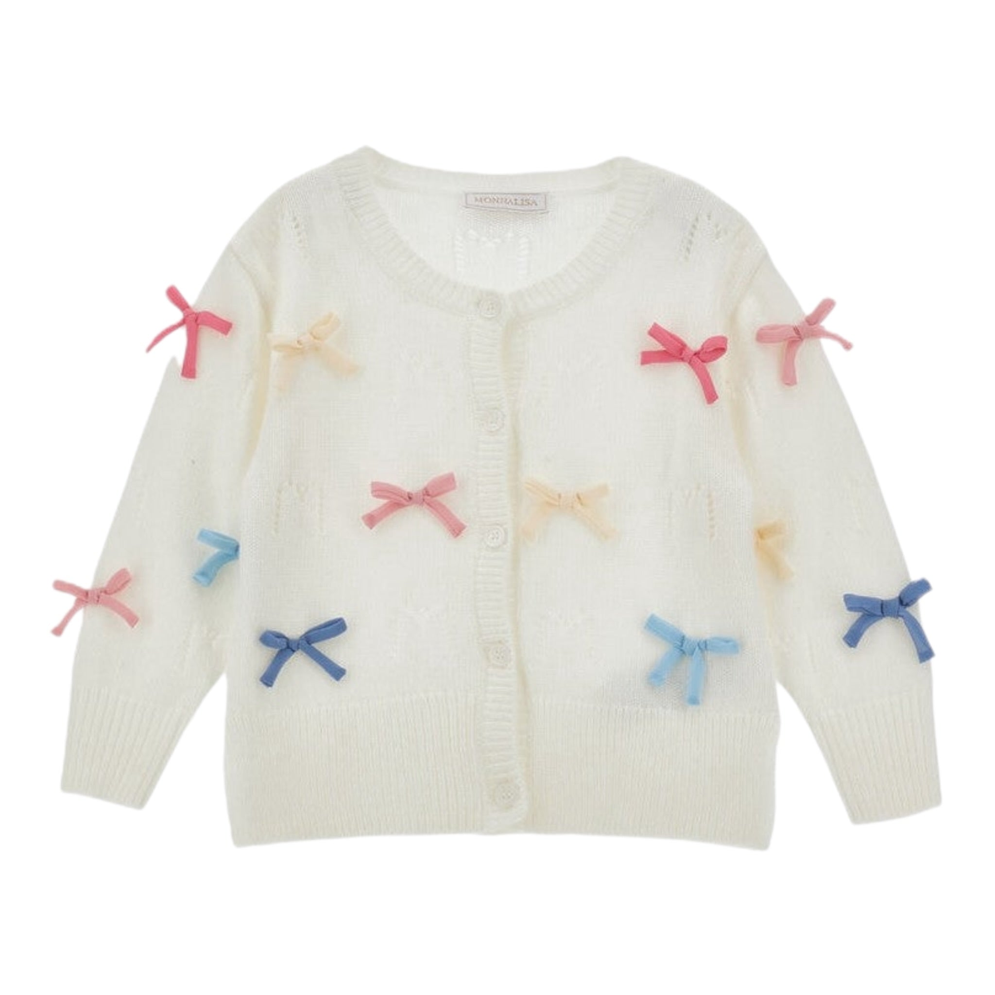 Monnalisa Cardigan tinta unita con Applicazioni Panna per Bambina 17F801 PANNA MONNALISA 