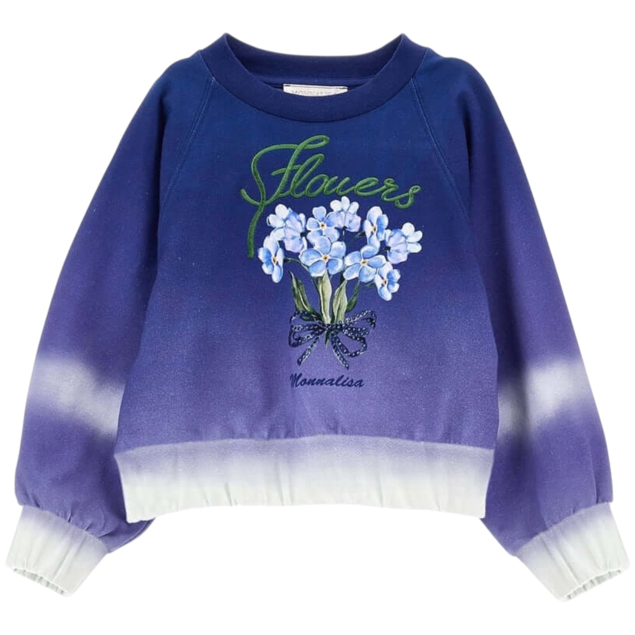 Monnalisa Felpa tinta unita con Stampa Blu per Bambina 19B611 BLU MONNALISA 