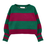 Monnalisa Maglia Bicolore con Fantasia A Righe Verde per Bambina 19B630 VERDE MONNALISA 