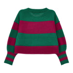 Monnalisa Maglia Bicolore con Fantasia A Righe Verde per Bambina 19B630 VERDE MONNALISA 