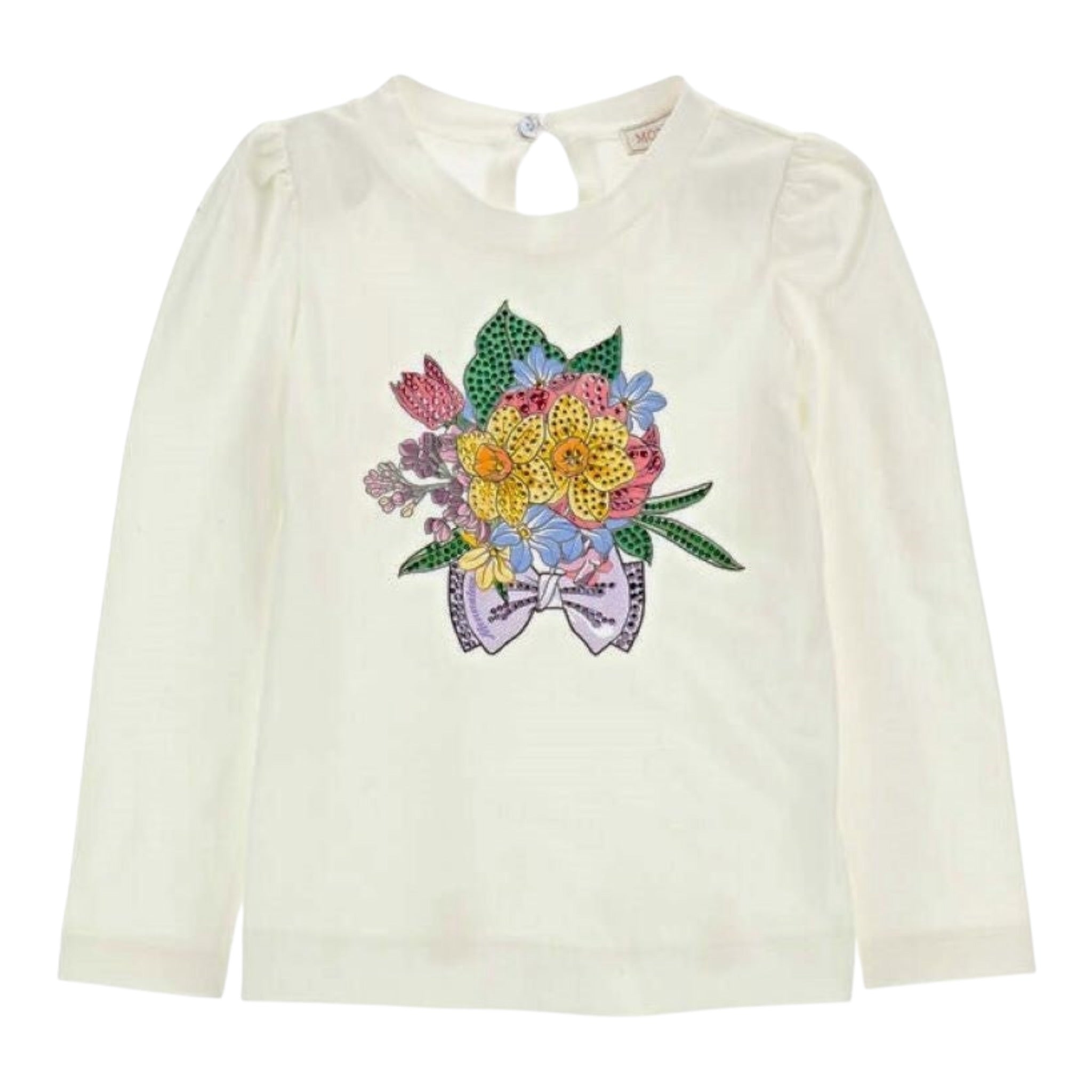 Monnalisa Shirt tinta unita con Stampa Bianco per Bambina 19B631 BIANCO MONNALISA 