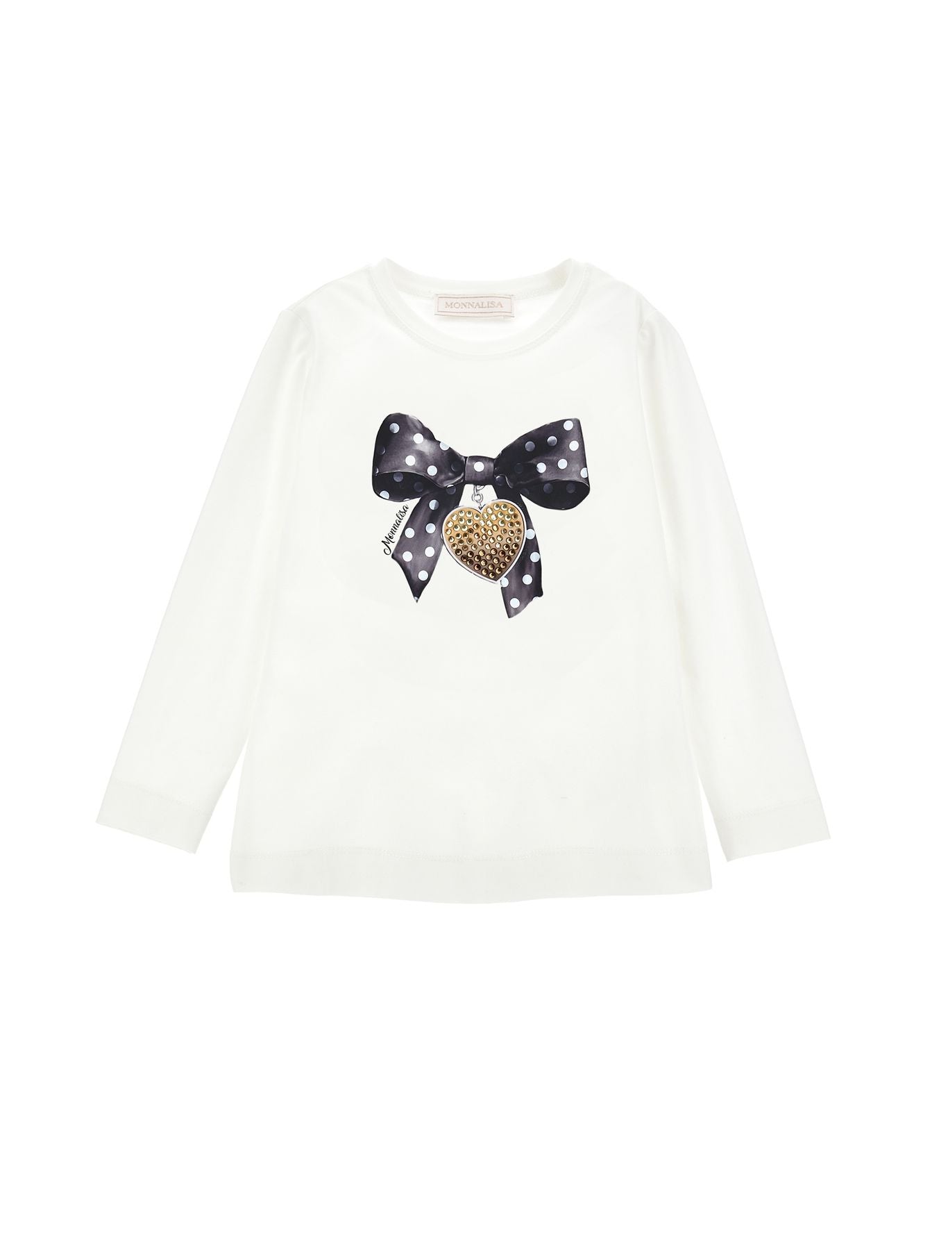 Monnalisa Shirt tinta unita con Stampa Bianco per Bambina 19D612 BIANCO MONNALISA 