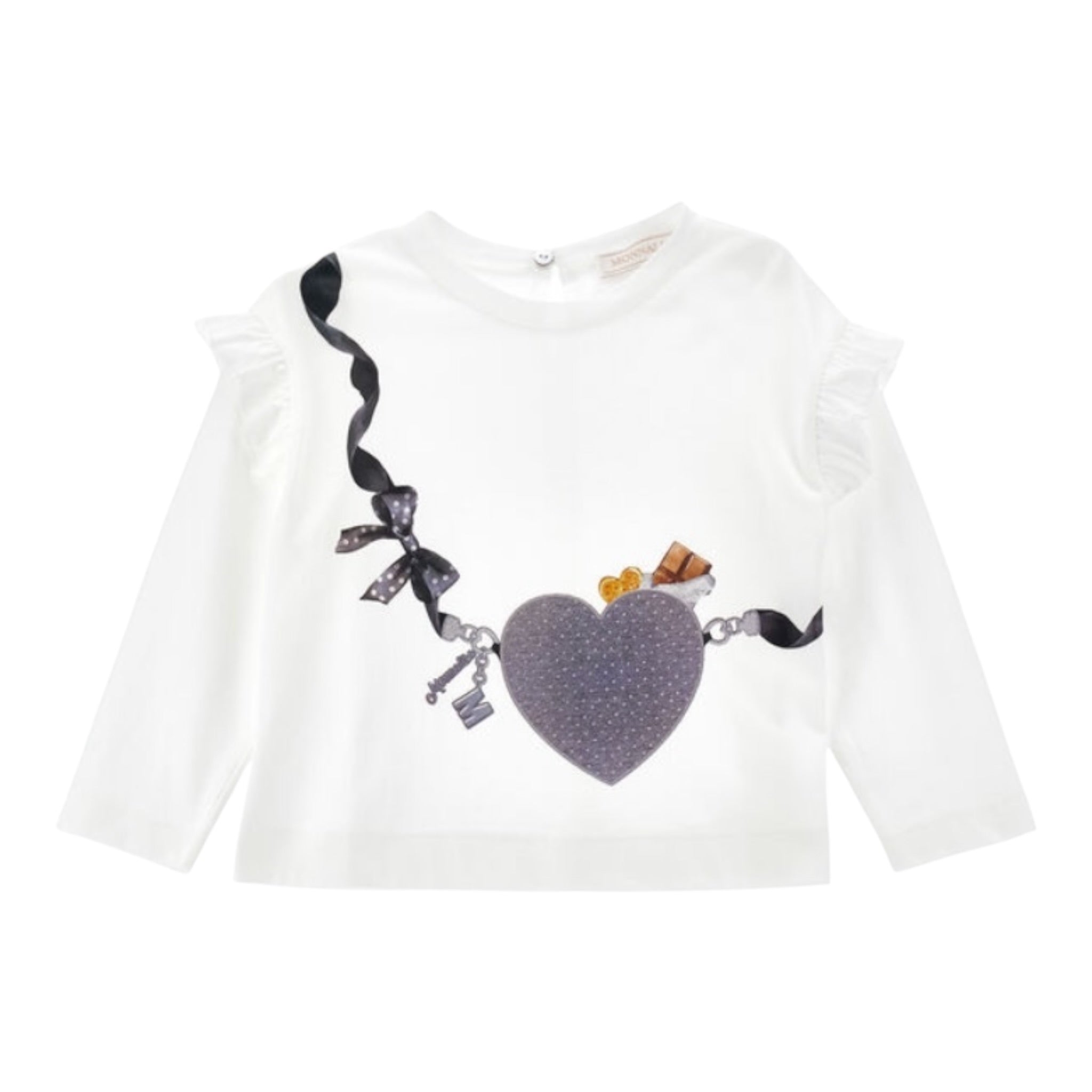 Monnalisa Shirt tinta unita con Stampa Bianco per Bambina 19D614 BIANCO MONNALISA 