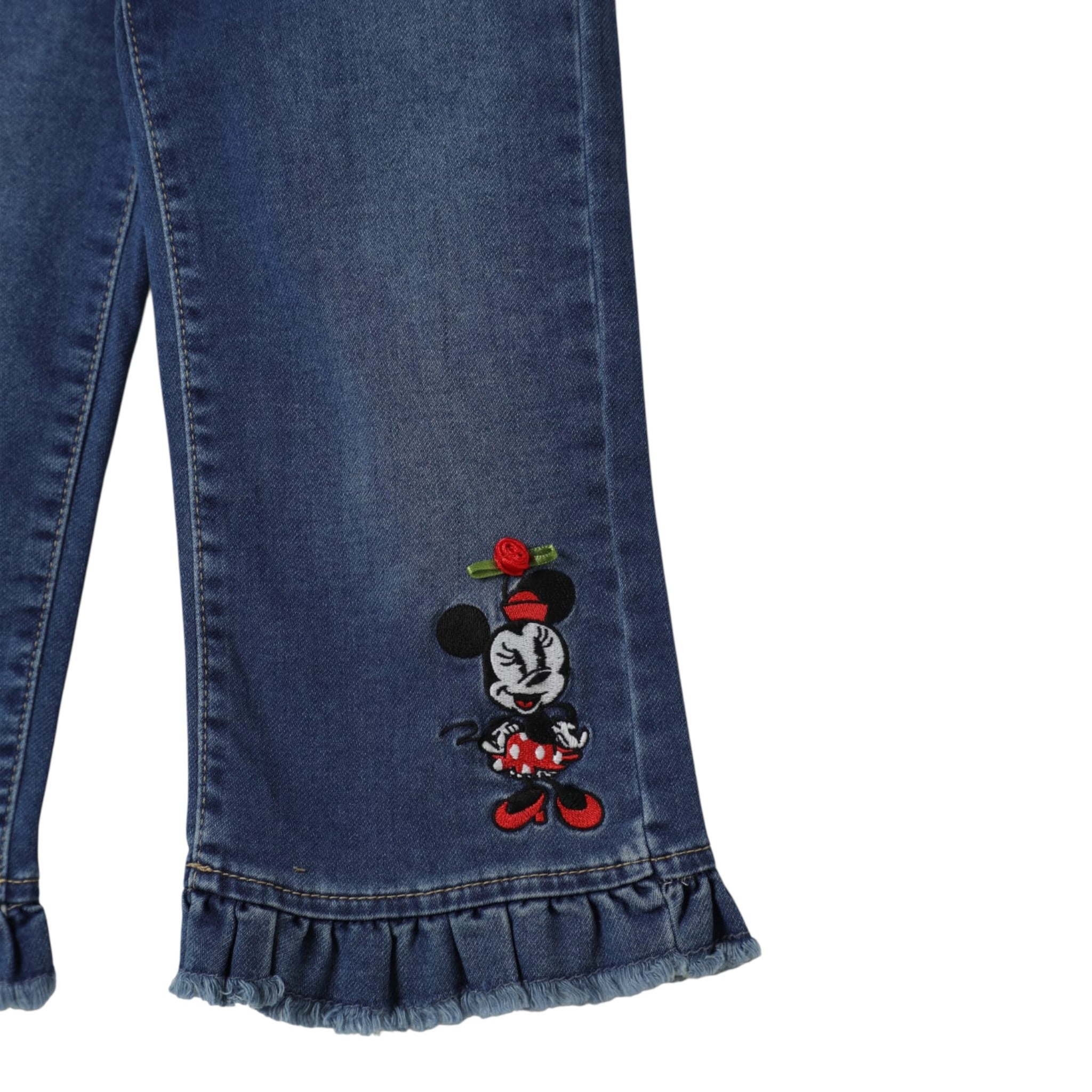 Monnalisa Jeans tinta unita con Ricami Blu per Bambina 19F417NP BLU MONNALISA 