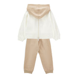 Monnalisa Completo 2 Pezzi Felpa-Pantalone Bicolore Beige per Bambina 19F500X BEIGE MONNALISA 