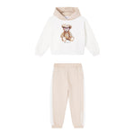 Monnalisa Completo 2 Pezzi Felpa-Pantalone Bicolore Bianco/Beige per Bambina 19F500XX BIANCO/BEIGE MONNALISA 