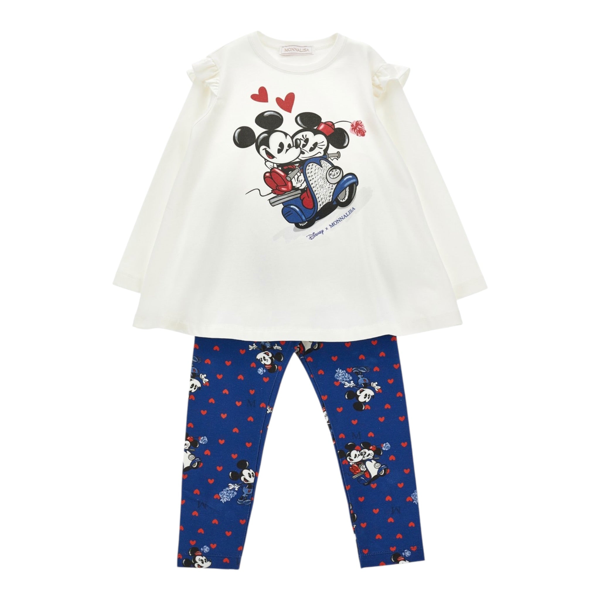 Monnalisa Completo 2Pz Shirt-Leggins Bicolore Bianco/Blu per Bambina 19F502 BIANCO/BLU MONNALISA 