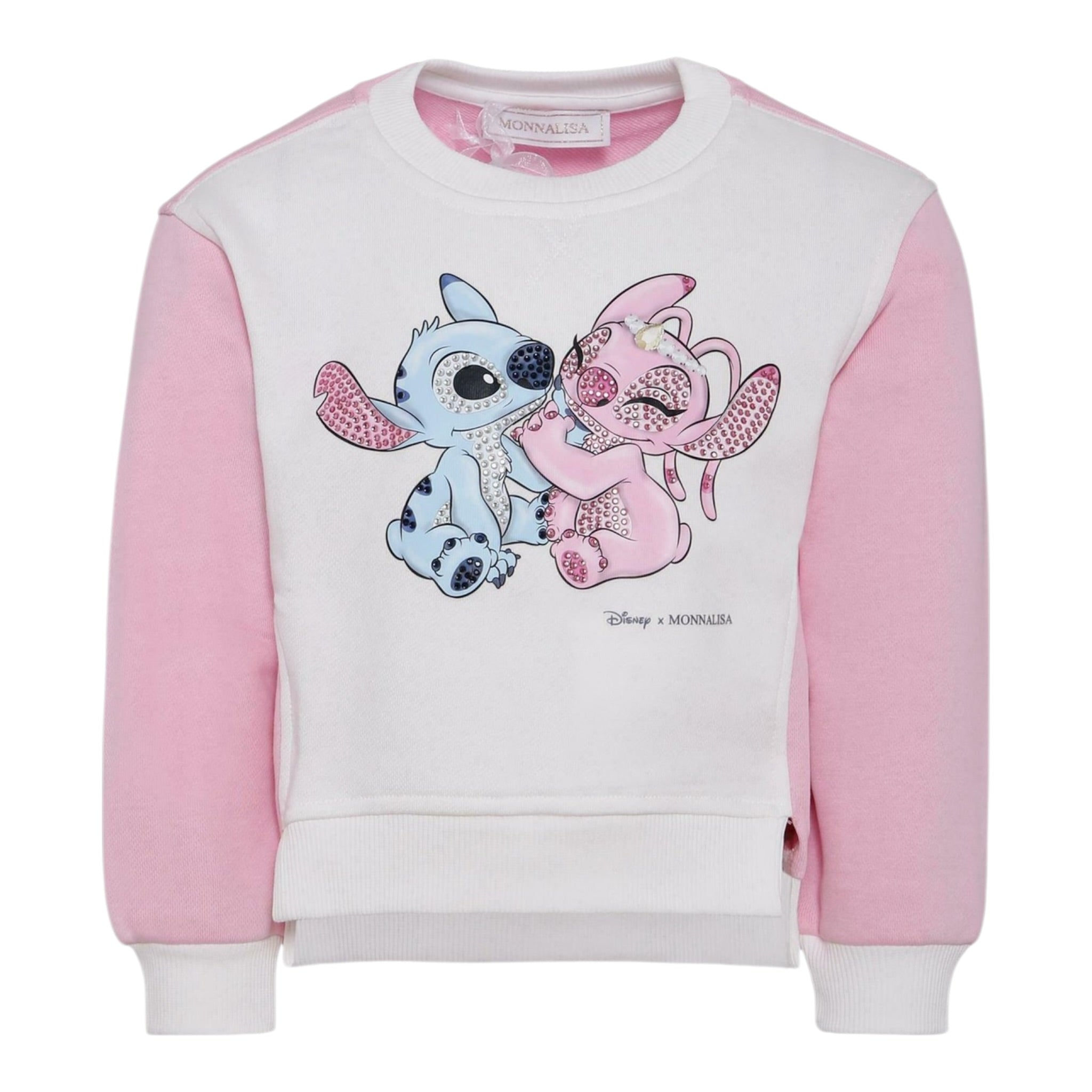 Monnalisa Felpa Bicolore con Stampa Bianco/Rosa per Bambina 19F606X BIANCO/ROSA MONNALISA 