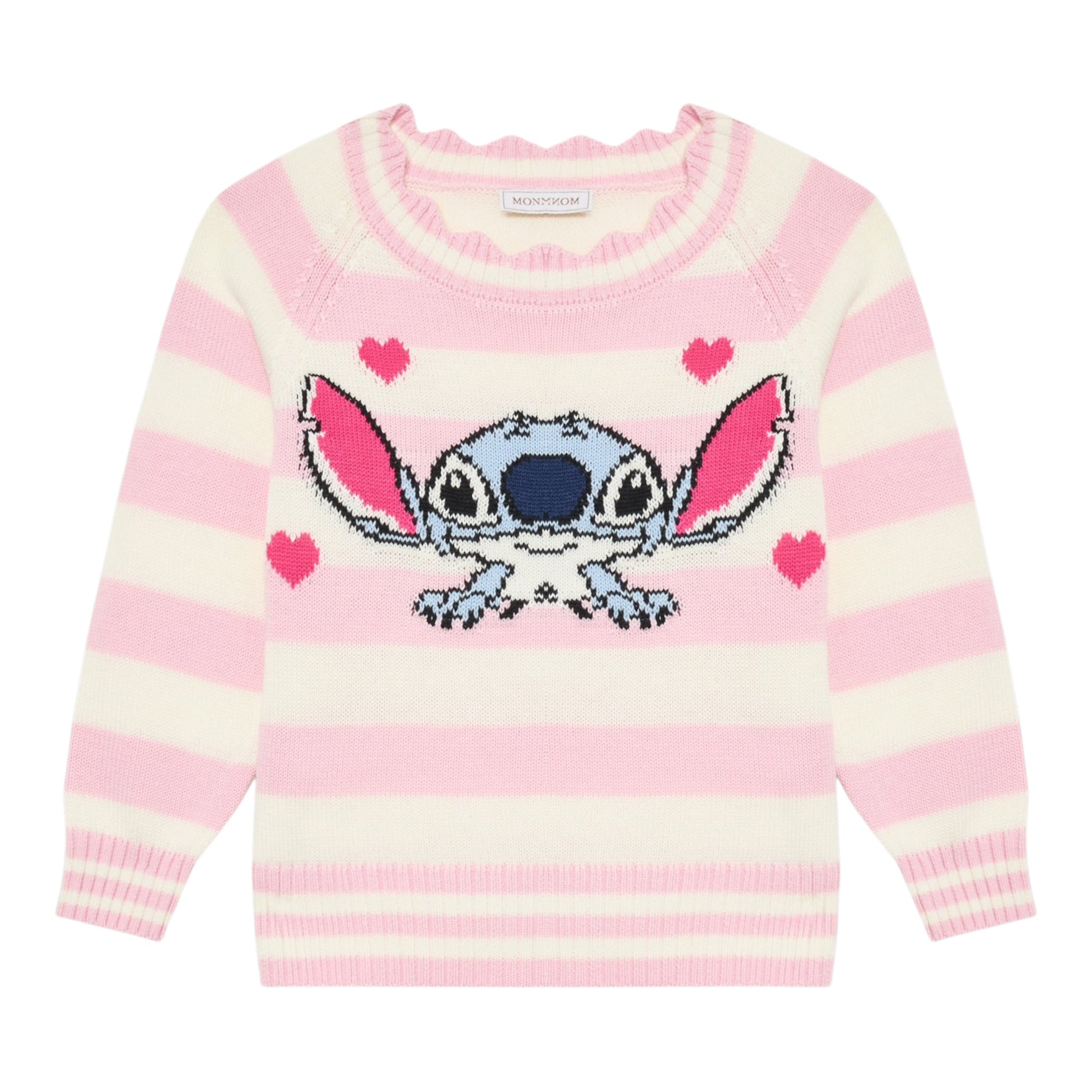 Monnalisa Maglia Girocollo Bicolore con Ricami Rosa per Bambina 19F609 ROSA MONNALISA 