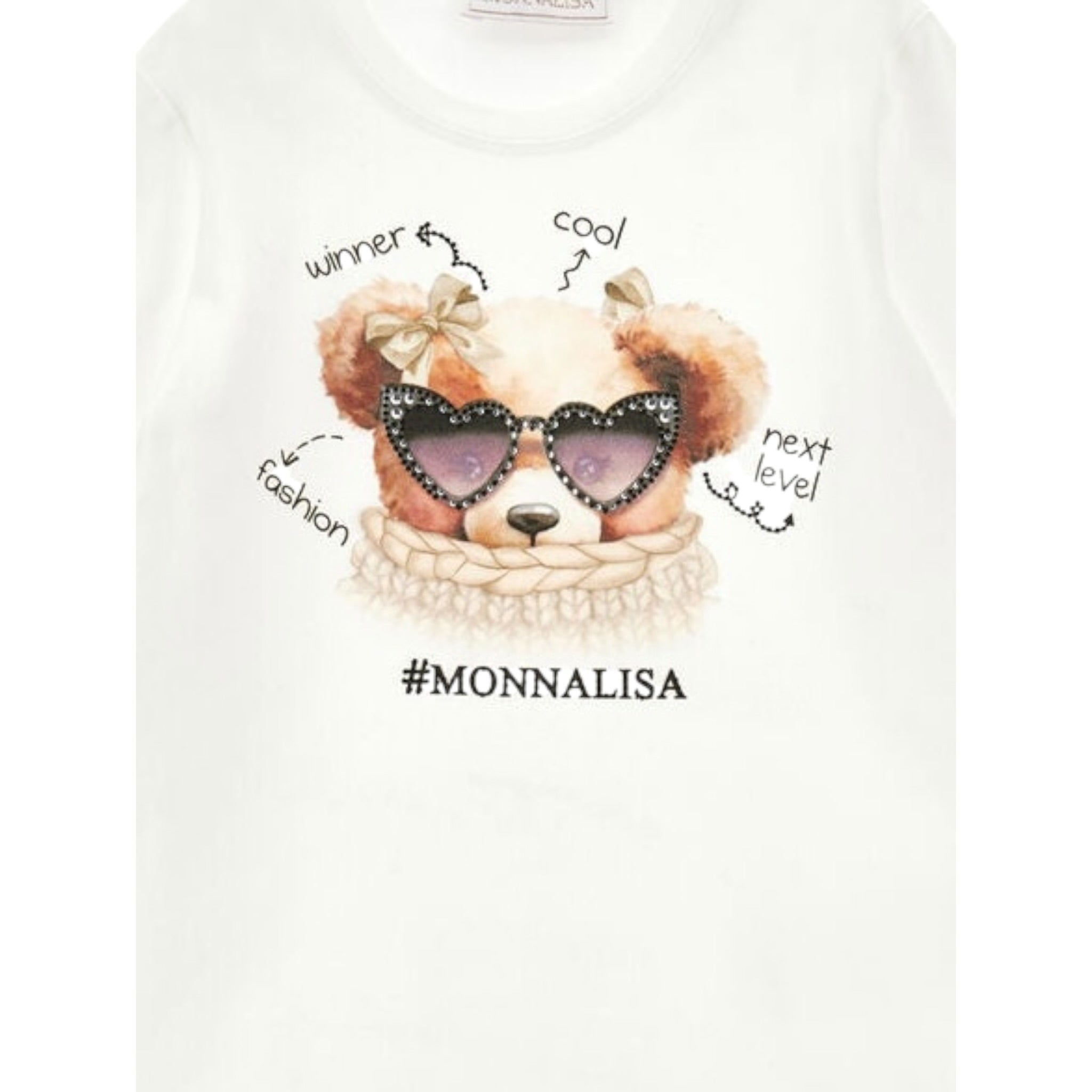 Monnalisa Shirt tinta unita con Stampa Bianco per Bambina 19F612 BIANCO MONNALISA 