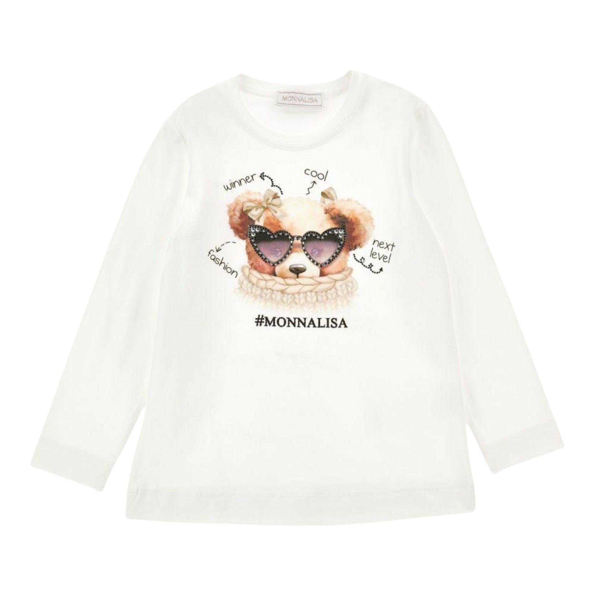 Monnalisa Shirt tinta unita con Stampa Panna per Bambina 19F612X PANNA MONNALISA 