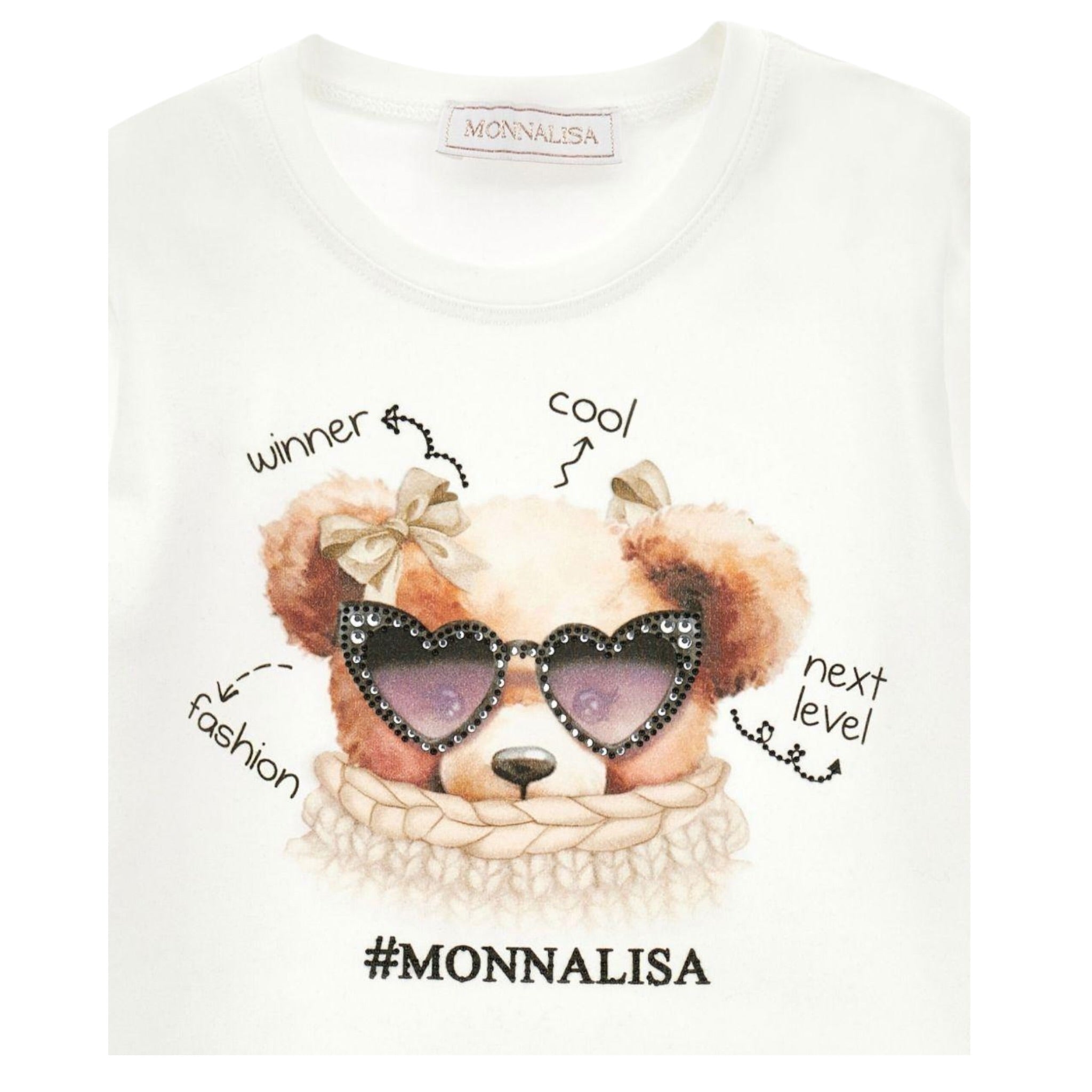 Monnalisa Shirt tinta unita con Stampa Panna per Bambina 19F612X PANNA MONNALISA 