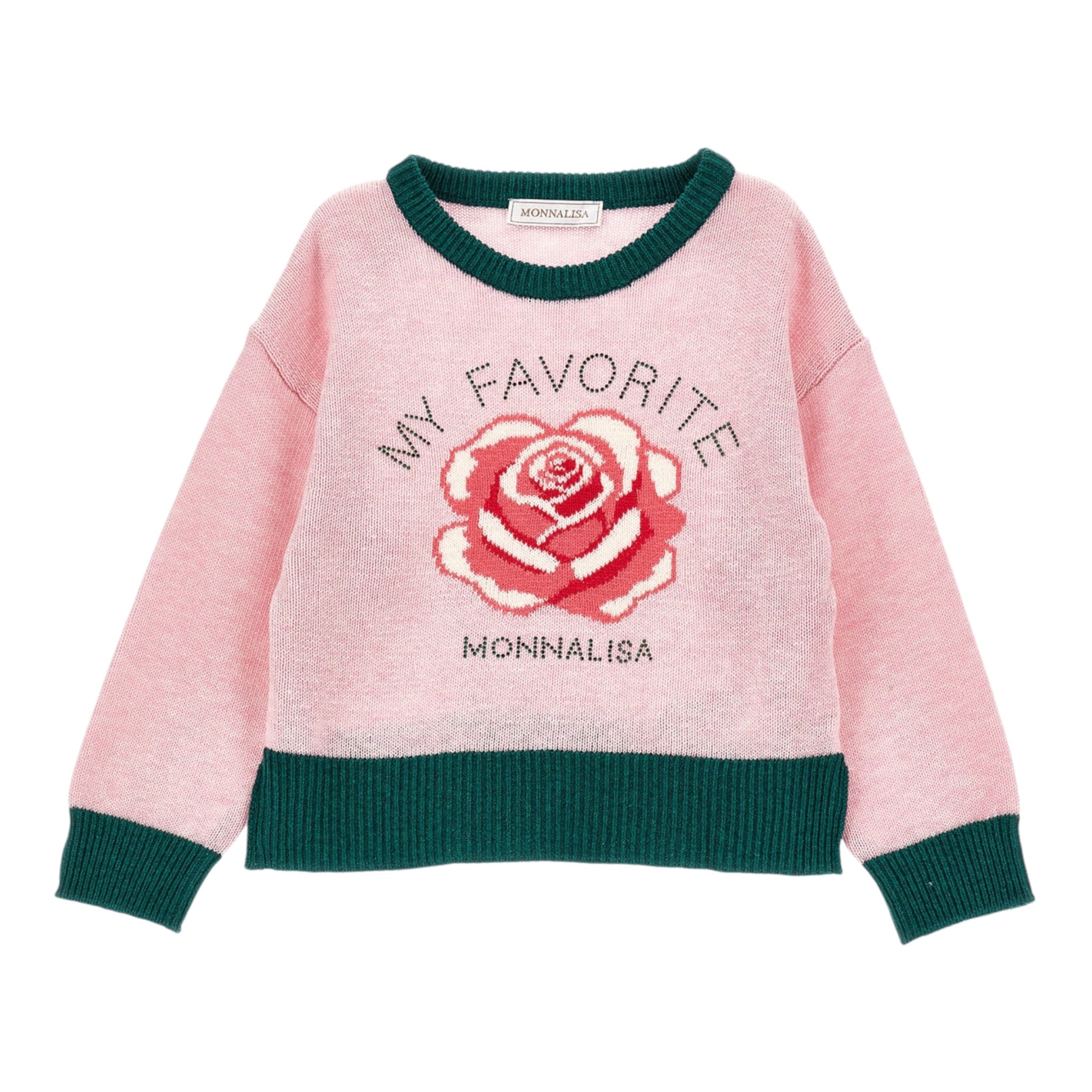 Monnalisa Maglia Girocollo tinta unita con Profili In Contrasto Rosa per Bambina 19F615 ROSA MONNALISA 